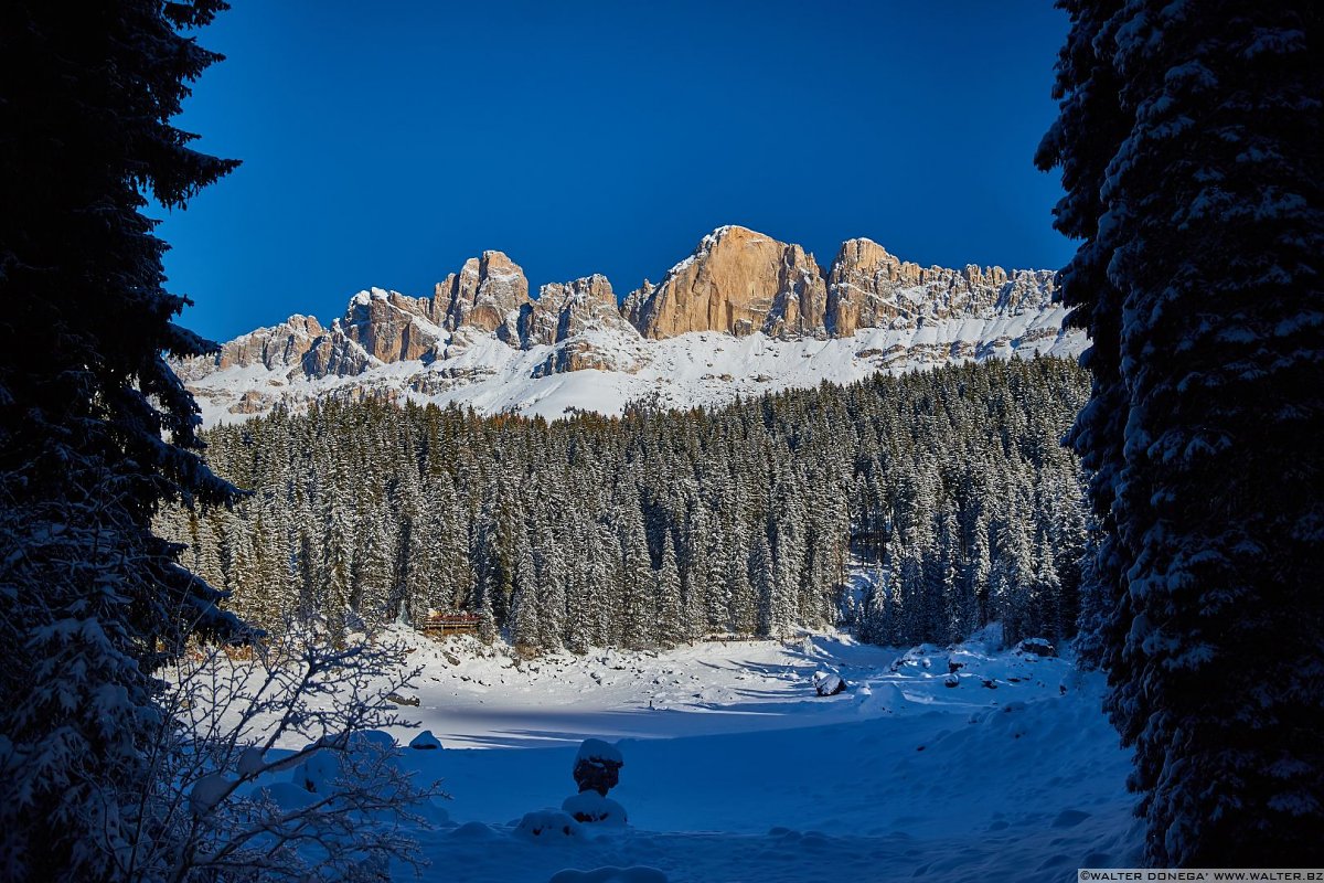  Passeggiata da Obereggen al lago di Carezza con la neve