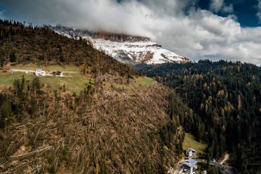 I boschi attorno al Lago di Carezza dopo la tempesta di vento dell'ottobre 2018