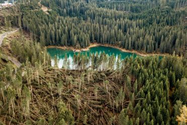 I boschi attorno al Lago di Carezza dopo la tempesta di vento dell'ottobre 2018